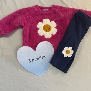 Pekkle - 2 piece 3 month set - Pink Fuzzy Baby Sweater and matching leggings